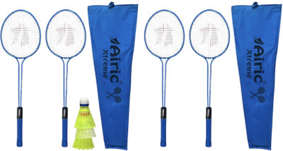 Airic Classic Double Shaft Xtreme Set Of 4 with 3 Plastic Shuttles Badminton Kit