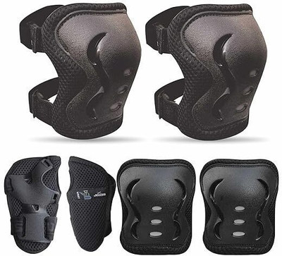 Jaspo Secure Hybrid Knee, Elbow & Wrist Guard Combo for Skating, Cycling for All Age Groups - Medium Size Skating Kit