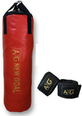 AXG NEW GOAL Smart Unfilled Punching Bag (3ft) With Hand Wraps Boxing Kit