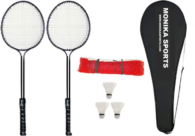 STYRKR Badminton Kit ( 2 Double Shaft Racquet + 1 Badminton Net Badminton Kit