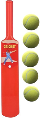 kickmixsports Combo Set Of PVC Bat Size-1 With 5 Tennis Ball(Green) Cricket Kit