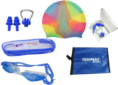 Tempest Swimming Kit(silicone cap/Swimming Goggle/Earplugs/Noseplug) Swimming Kit