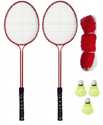 VELLFIRE Double shaft Badminton with 3 pvc shuttles and 1 net Badminton Kit