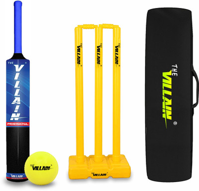 Skinatura Full Size 15-21 Years 1 Hard Plastic Bat With 1 Tennis Ball Wicket Set Cover Cricket Kit