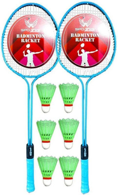 SPO Zone Badminton Kit Combo Set Of 2 Piece Racquet With 6 Piece Shuttlecock Badminton Kit