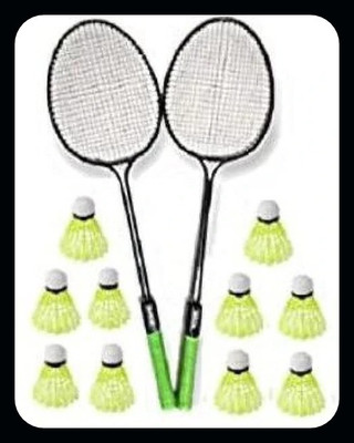 SPO Zone Badminton racket Set Of 2 Piece with 10 Piece Plastic Shuttle Kit-21 Badminton Kit