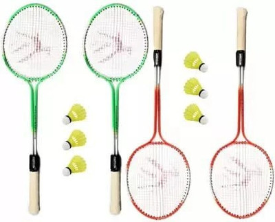 STYRKR Badminton Kit Combo- Set of 4 Racket With Shuttle Pack of 6 Badminton Kit