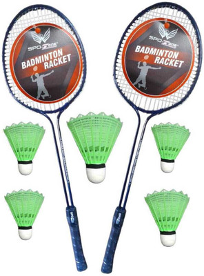 SPO Zone Badminton Pack Of 2 PC AND 5 Shuttle Badminton Kit
