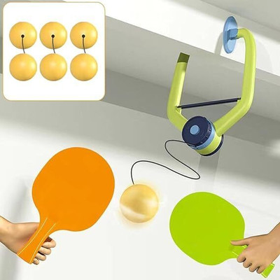 MICRO BELIEVE Adjustable Hanging Table Tennis Trainer Set for Kids with Racket and Balls Tennis Kit