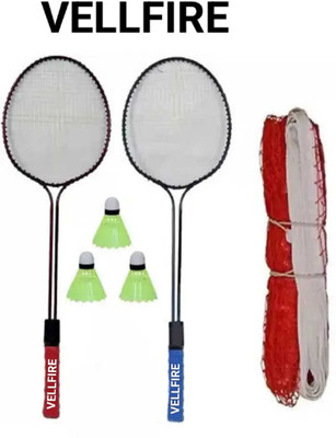 VELLFIRE Double shaft Badminton with 3 pvc shuttles and 1 net Badminton Kit