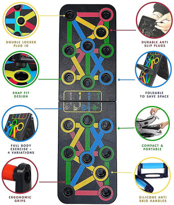 Auburn Pushup board FITNESS ZONE 9 in Push Up Bars Stand Push-up Bar (Black) Fitness Accessory Kit Kit