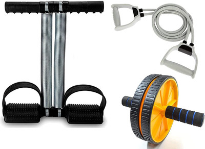 MANROM Double Spring Tummy Trimmer with Toning Resistancand Double Wheel Abe Roller- Ab Exerciser(Multicolor)