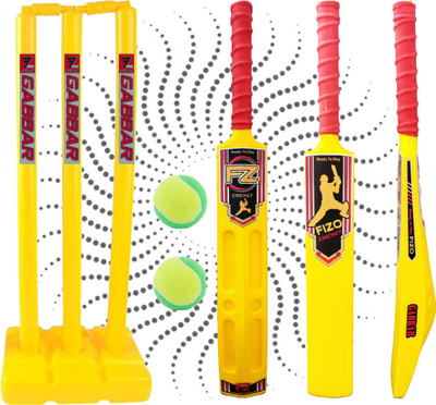 fizo AGE 12 TO 16 GABBAR PVC / PLASTIC/ FIBER SCOOP BAT WITH 1 STUMP SET 2 TENNISBALL Cricket Kit