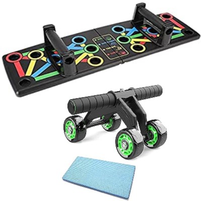 CODIVER Push up board with 4 Wheel ab roller exerciser Fitness Accessory Kit Kit