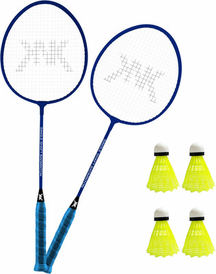 KNK Single Shaft Badminton Racket Pack Of 2 Piece With 4 Piece Plastic Shuttle Badminton Kit
