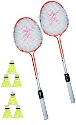 SPO Zone Badminton racket set of 2 Shuttle cocks pack of 6 Badminton Kit
