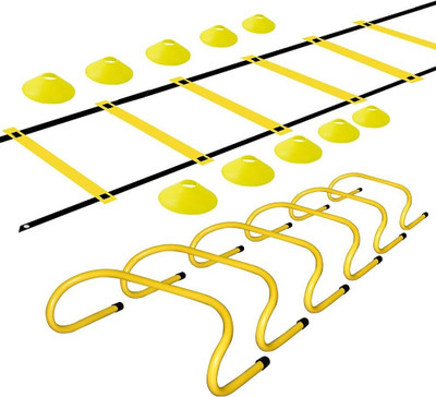 HouseOfCommon Speed Agility Training Set Agility Ladder Hurdles Set Equipped with 10 Disc Cone Football Kit
