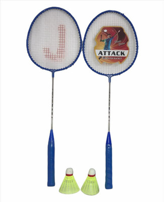 HOC NICKEL Set of 2 Badminton Racquets with 2 Shuttlecocks (Blue) Badminton Kit