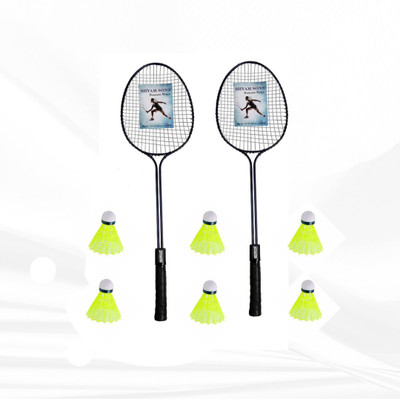 Shamsons SHAM SONS DOUBLE SHAFT BADMINTON SET OF 2 WITH 6 PC NYLON SHUTTLE COCK Badminton Kit