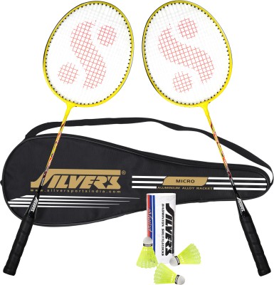 Silver's MICRO Badminton Combo- 2 Rackets with Shuttle Pack of 3 Badminton Kit(NA)