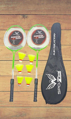 SPO Zone Badminton kit Set Of 2 Piece Racquet with 6 Piece Plastic ShuttleCock Badminton Kit