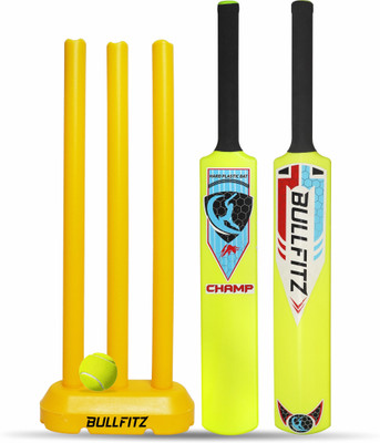 BULL FITZ Kids Plastic Cricket Kit For 6-8 Years Kids (1 Bat Size 3, Wicket 24'', 1 Ball) Cricket Kit