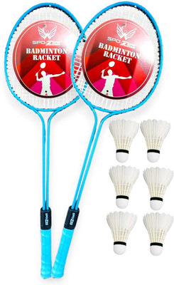 SPO Zone Best_ Badminton Racket 2 Piece With 6 Shuttle Feathers Badminton Kit