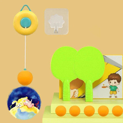 CountryLink Adjustable Hanging Table Tennis Trainer Set for Kids with Racket and Balls Table Tennis Kit