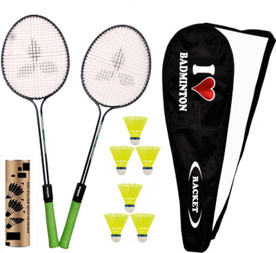 AIMSON Super combo double shaft badminton set 2 pc and 6 nylon shuttle with fancy bag Badminton Kit