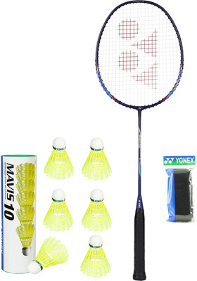 YONEX Nanoflare Speed 7 Racquet, 6 Piece Nylon Shuttle, 1 Towel Grip, Cover Combo Set Badminton Kit