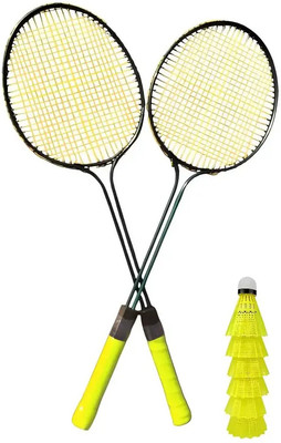 krishna sports 2 Pc Double Shaft Racket with 6 Shuttle Cock Badminton Kit