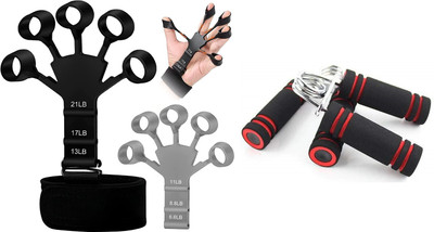 Fitnesstricks Fitness Combo Of Finger Exerciser With 2 Foam Hand Gripper for Body Workout Fitness Accessory Kit Kit