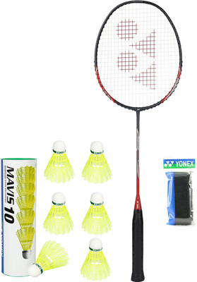 YONEX Nanoflare Speed 7 Racquet, 6 Piece Nylon Shuttle, 1 Towel Grip, Cover Combo Set Badminton Kit