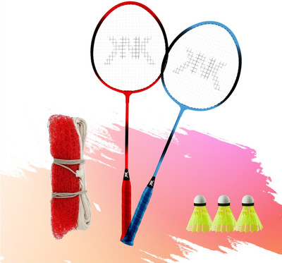 chist Single Shaft Badminton Set Of 2 With 3 Pc Nylon Shuttlecock & Badminto Badminton Kit