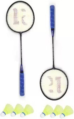 HouseOfCommon Single Shaft Badminton Racket Pack Of 2 Piece With 6 Piece Plastic Shuttles Badminton Kit