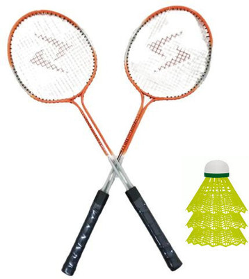 HOC Top Quality 2 PC Double Shaft Racket With 3 Nylon Shuttle Branded Badminton Kit
