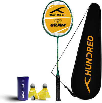 Hundred Powertek 200 with Full Cover & 3pc Aura Nylon Shuttlecocks Badminton Kit