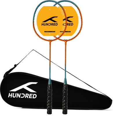 Hundred Powertek Ultra X Combo (2 Strung Rackets with 1 Full Cover) Badminton Kit