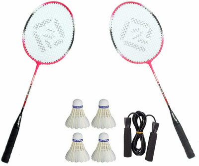 Rakso Badminton racquets set 2 PC and 4 shuttle BLACK ROPE Badminton Kit