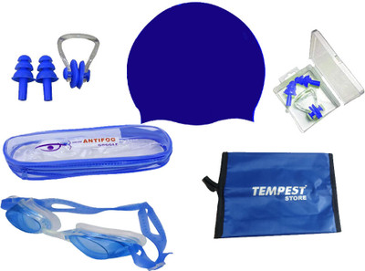Tempest Swimming Kit(silicone cap/Swimming Goggle/Earplugs/Noseplug) Swimming Kit