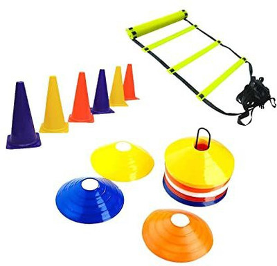 Kiraro 6 Inch Cones Pack 6,10 Space Markers and 4 Meter Ladder Agility Combos Football & Fitness Kit