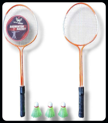 SPO Zone DR_201 _Set Of 2 Badminton With 3 Piece Nylon Shuttle-12 Badminton Kit