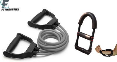 Owlix Combo Of Double Toning Tube With Wrist Exerciser For Gym Equipment Fitness Accessory Kit Kit