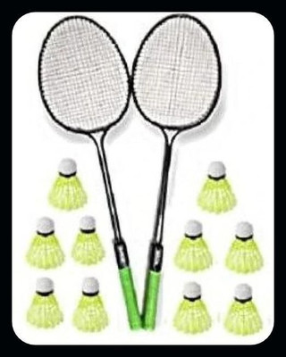 SPO Zone Badminton racket Set Of 2 Piece with 10 Piece Plastic Shuttle Kit-21 Badminton Kit