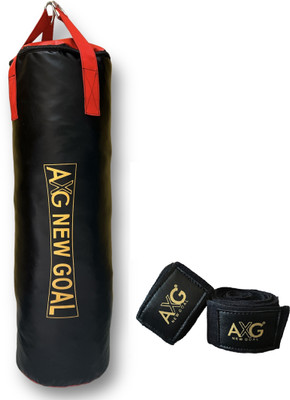AXG NEW GOAL Smart Unfilled Punching Bag (3ft) With Hand Wraps Boxing Kit