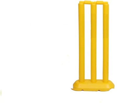 EmmEmm Plastic Wicket/Stump Set for Kids , 6-12 Years (3 Stumps + 2 Bails + Base)(Yellow)