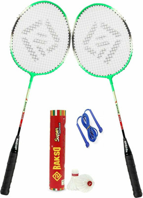 Rakso Badminton racquets set 2 Pc 3 shuttle PENCIL BLUE ROPE Badminton Kit