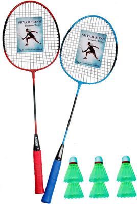 Shamsons Sham Sons SINGLE SHAFT BADMINTON SET OF 2 WITH 6 PC NYLON SHUTTLEE Badminton Kit Badminton Kit