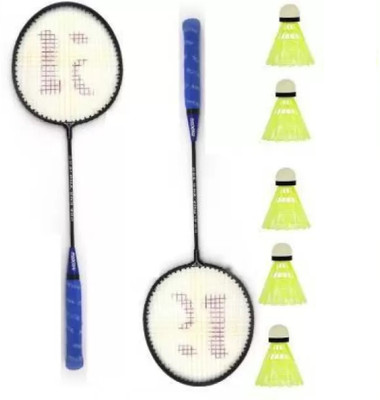 CARRY ON Single Shaft Racket Pack Of 2 Piece With 5 Piece Plastic Shuttle Badminton Kit