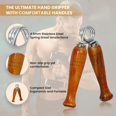 COOL INDIANS Exclusive Wooden Hand Gripper Forearm Exerciser|Wrist Exerciser|UNISEX Hand Grip/Fitness Grip(Beige)